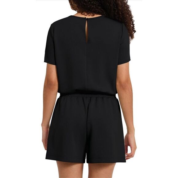 NEW Black Romper Loose Crewneck Short Pockets S - Picture 4 of 7